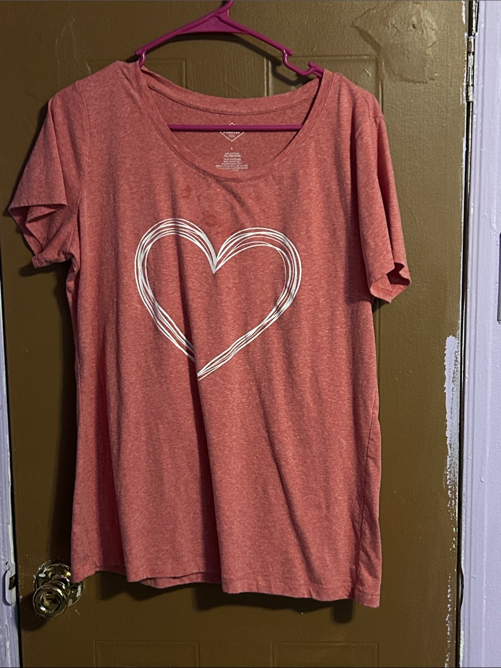 St. John's Bay Pink Short-Sleeve Tee with White Heart Graphic